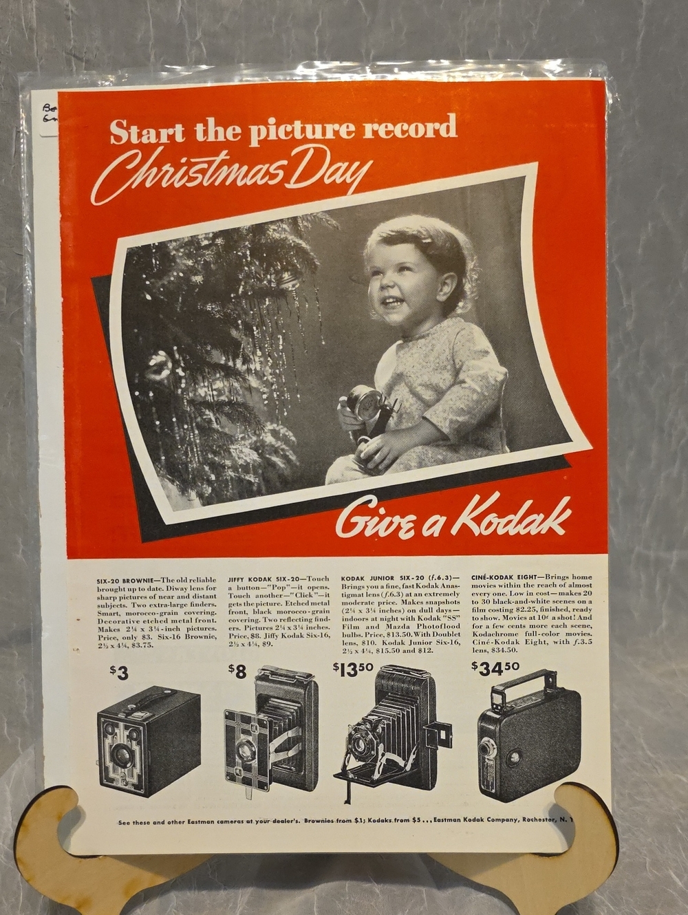 Vintage Kodak Red and Black Holiday Camera Advertisement Print - 1936